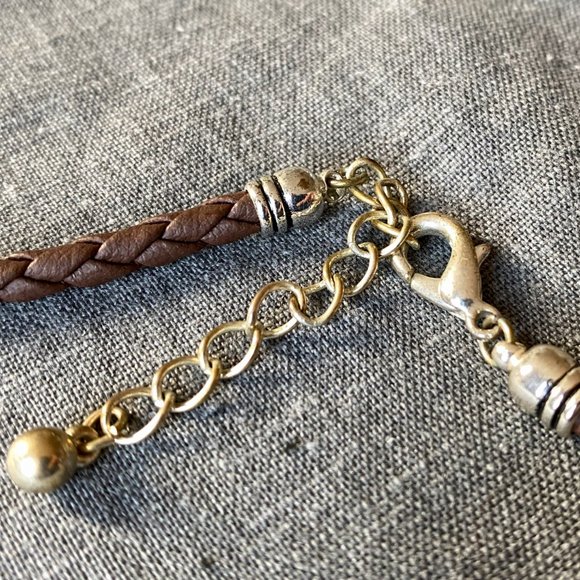 Boho Braided Corded Turquoise Silver Necklace - Picture 3 of 5